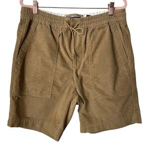 Vince Shorts Mens Medium Tan Corduroy Elastic Waist Drawstring Cotton Pull On